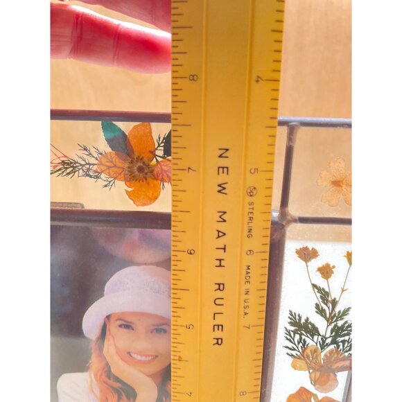 Vintage Dried Flowers Floral Picture Frame 3.5” by 5.25 Metal Clear Acrylic - Picture 9 of 12